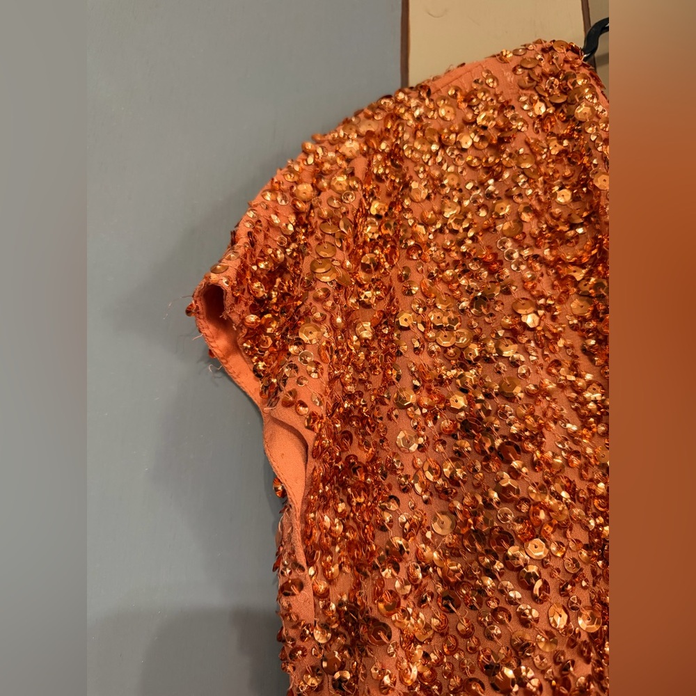 Mac Duggal (10766) Short Sleeve Cocktail Dress-NWT-Size 14-Copper - Picture 10 of 13